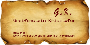 Greifenstein Krisztofer névjegykártya